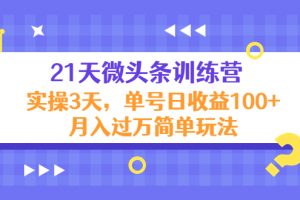 21天微头条训练营,实操3天,单号日收益100+月入过万简单玩法