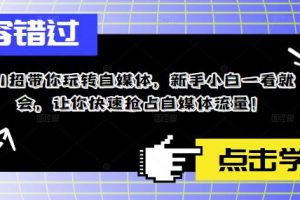 11招带你玩转自媒体,新手小白一看就会,让你快速抢占自媒体流量!