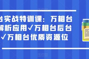 万相台实战特训课:万相台深度解析应用✔万相台后台解析✔万相台优质资源位