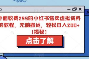 外面收费299的小红书售卖虚拟资料的教程,无脑搬运,轻松日入200+【揭秘】