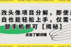 漫改头像项目分解,即使是小白也能轻松上手,仅需一部手机即可【揭秘】