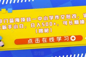 冷门蓝海项目—中小学作文批改,适合新手小白,日入500+,可长期操作【揭秘】