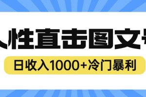 2023最新冷门暴利赚钱项目,人性直击图文号,日收入1000+【揭秘】