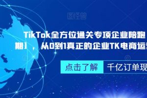TikTok全方位通关专项企业陪跑【第三期】,从0到1真正的企业TK电商运营全流程