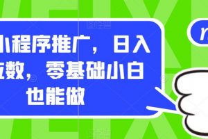 0撸小程序推广,日入四位数,零基础小白也能做【揭秘】