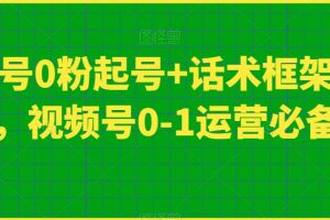 视频号0粉起号+话术框架线上课,视频号0-1运营必备课