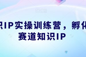 知识IP实操训练营,孵化多赛道知识IP