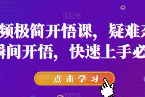 短视频极简开悟课,疑难杂症,瞬间开悟,快速上手必学