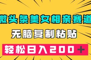 微头条冷门美女相亲赛道,无脑复制粘贴,轻松日入200+【揭秘】