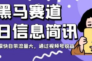 黑马赛道每日信息简讯,起号超级快自带流量大,通过视频号收益【揭秘】