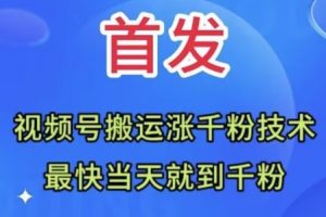 全网首发:视频号无脑搬运涨千粉技术,最快当天到千粉【揭秘】