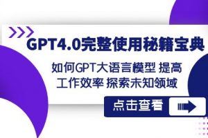 GPT4.0完整使用-秘籍宝典:如何GPT大语言模型提高工作效率探索未知领域