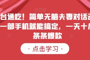全平台通吃!简单无脑夫妻对话动画视频,一部手机就能搞定,一天十几条,条条爆款【揭秘】