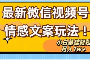 微信视频号情感文案最新玩法,小白轻松月入1万+无脑搬运【揭秘】