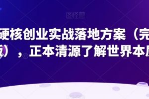 超硬核创业实战落地方案(完整版),正本清源了解世界本质