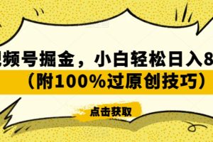 视频号掘金,小白轻松日入800+(附100%过原创技巧)【揭秘】