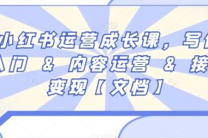 小红书运营成长课,写作入门&内容运营&接广变现【文档】