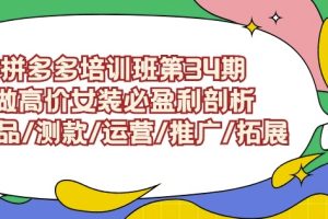 拼多多培训班第34期:做高价女装必盈利剖析选品/测款/运营/推广/拓展