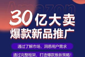 亚马逊·30亿大卖爆款新品推广,可复制、全程案例实操的爆款推新SOP