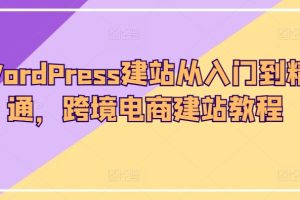 WordPress建站从入门到精通,跨境电商建站教程
