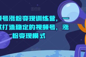 视频号涨粉变现训练营,一站式打造稳定的视频号,涨粉变现模式