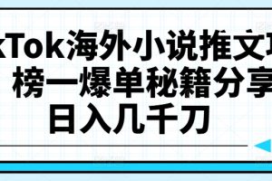 TikTok海外小说推文项目,榜一爆单秘籍分享,日入几千刀