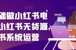零基础做小红书电商,小红书无货源,小红书系统运营